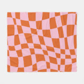 Retro Groovy Wavy Psychedelic Checkerboard Y Fleece Deken (Voorkant (Horizontaal))