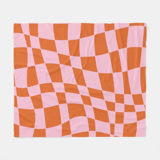 Retro Groovy Wavy Psychedelic Checkerboard Y Fleece Deken (Voorkant (Horizontaal))