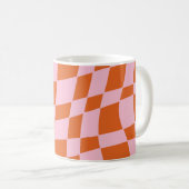 Retro Groovy Wavy Psychedelic Checkerboard Y Koffiemok (Voorkant rechts)