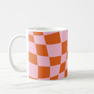 Retro Groovy Wavy Psychedelic Checkerboard Y Koffiemok