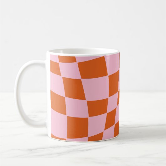 Retro Groovy Wavy Psychedelic Checkerboard Y Koffiemok (Links)