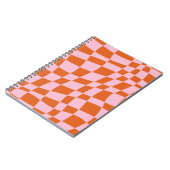 Retro Groovy Wavy Psychedelic Checkerboard Y Notitieboek (Linkerzijde)