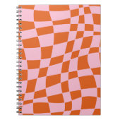 Retro Groovy Wavy Psychedelic Checkerboard Y Notitieboek (Voorkant)
