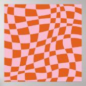 Retro Groovy Wavy Psychedelic Checkerboard Y Poster (Voorkant)
