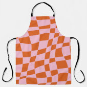 Retro Groovy Wavy Psychedelic Checkerboard Y Schort (Voorkant)