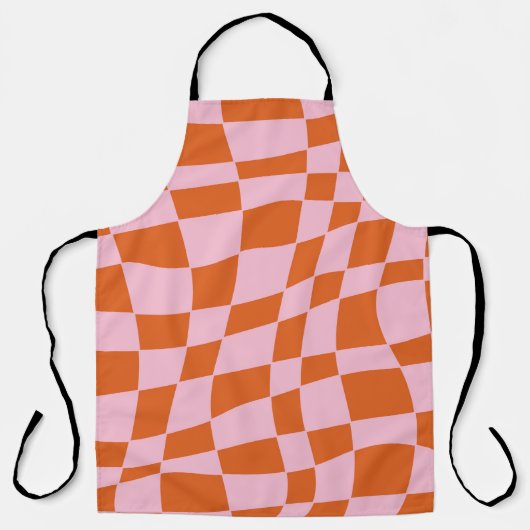 Retro Groovy Wavy Psychedelic Checkerboard Y Schort (Voorkant)