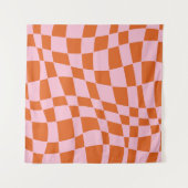 Retro Groovy Wavy Psychedelic Checkerboard Y Wandkleed (Voorkant (horizontaal))
