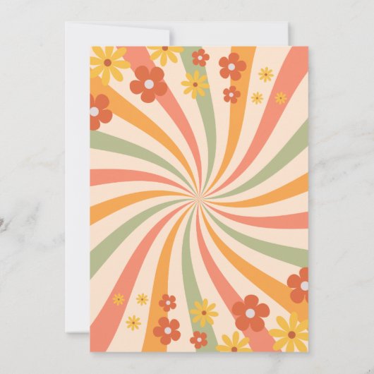 Retro Groovy Wavy Sunshine Flower Baby shower Kaart (Achterkant)