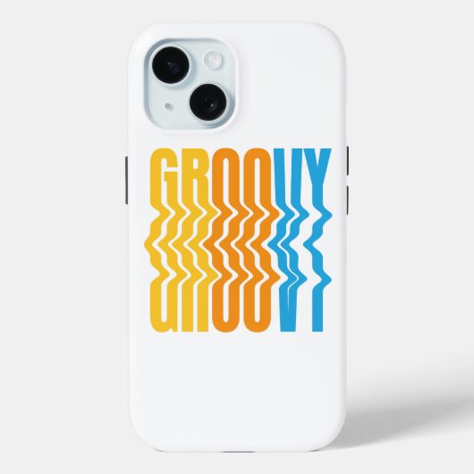 Retro Groovy Wavy Tekst iPhone 15 hoesje (Achterkant)