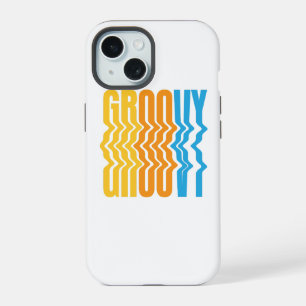 Retro Groovy Wavy Tekst iPhone 15 hoesje