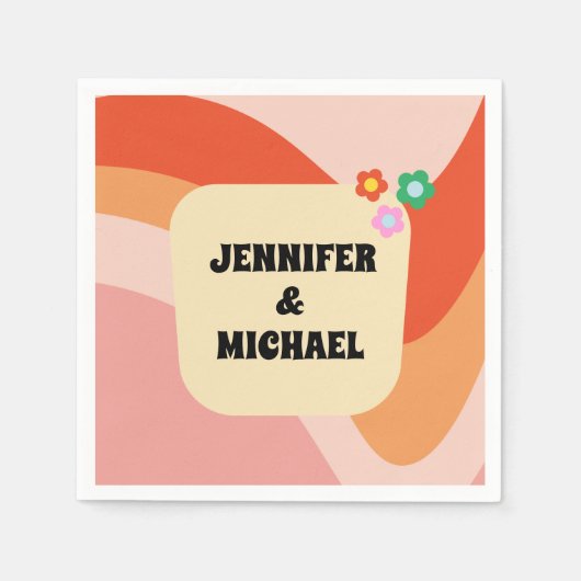  Retro Groovy Wedding-Party Napkins Servet (Voorkant)