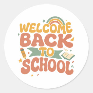 Retro Groovy Welkom Terug op School Ronde Sticker