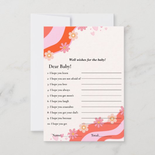 Retro Groovy wenst de baby shower game Kaart (Voorkant)