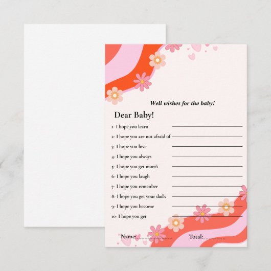 Retro Groovy wenst de baby shower game Kaart (Voorkant / Achterkant)