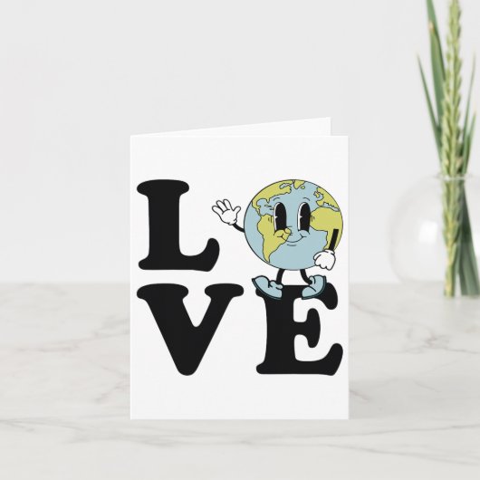 Retro Groovy Wereld Liefde Aarde Dag Milieu Kaart (Voorkant)