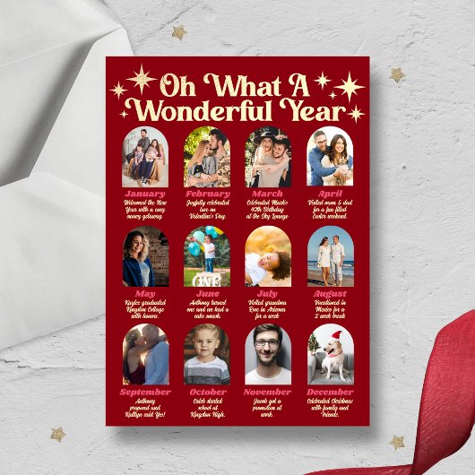 Retro Groovy What A Year In Review 12 Photo Arch Feestdagenkaart