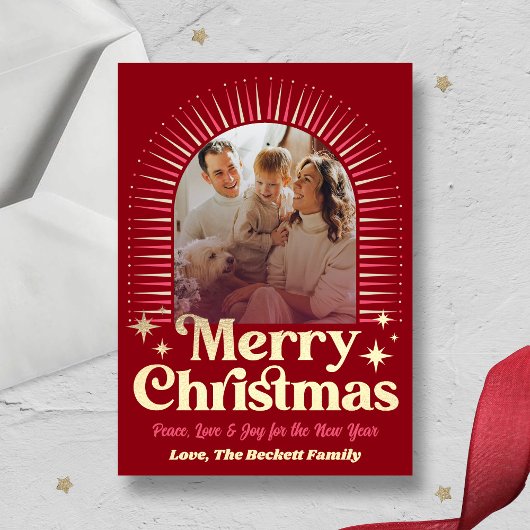 Retro Groovy What A Year In Review 12 Photo Arch Feestdagenkaart