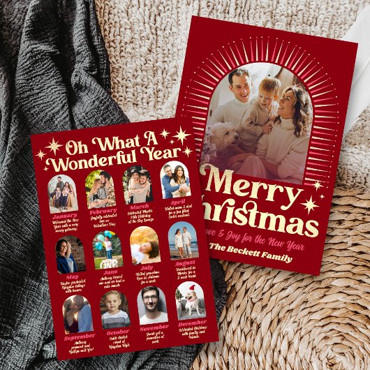 Retro Groovy What A Year In Review 12 Photo Arch Feestdagenkaart