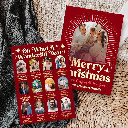 Retro Groovy What A Year In Review 12 Photo Arch Folie Feestdagenkaart