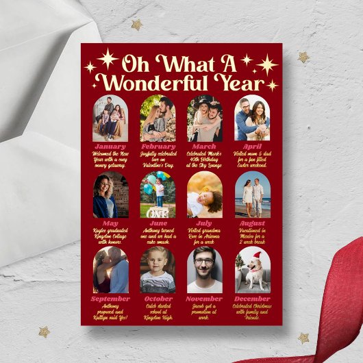 Retro Groovy What A Year In Review 12 Photo Arch Folie Feestdagenkaart