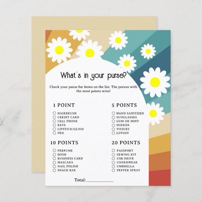 Retro Groovy - Whats in your purse game (Voorkant / Achterkant)