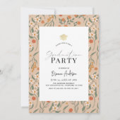 Retro Groovy Wildflower Arch Afstuderen Foto Kaart (Achterkant)