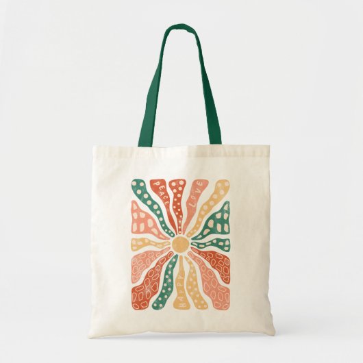 Retro Groovy Wildflower Sunburst Tote Bag (Voorkant)