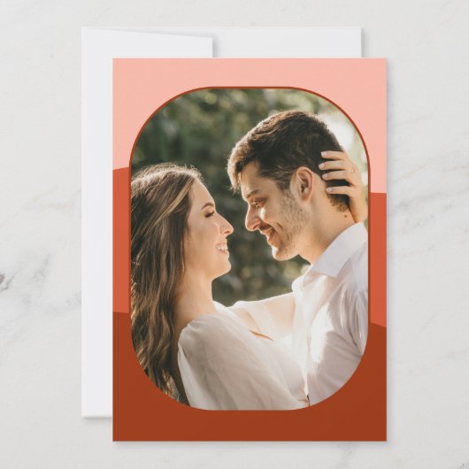 Retro Groovy Wildflower Terracotta & Oranje foto Save The Date (Achterkant)