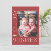 Retro Groovy Wishes Typografie Foto Feestdagenkaart (Staand voorkant)