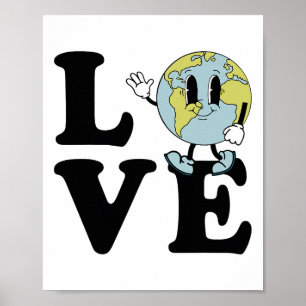 Retro Groovy World Love Earth Day Milieu Poster