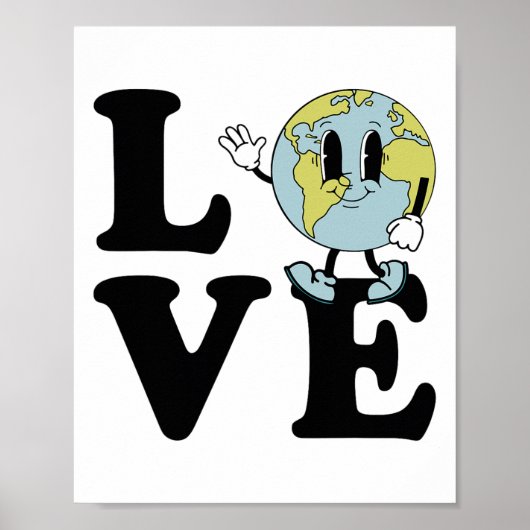 Retro Groovy World Love Earth Day Milieu Poster (Voorkant)