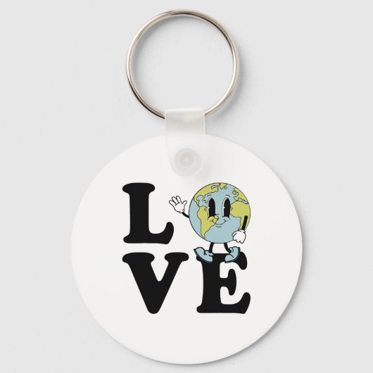Retro Groovy World Love Earth Day Milieu Sleutelhanger (Voorkant)