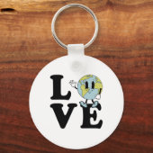 Retro Groovy World Love Earth Day Milieu Sleutelhanger (Voorkant)