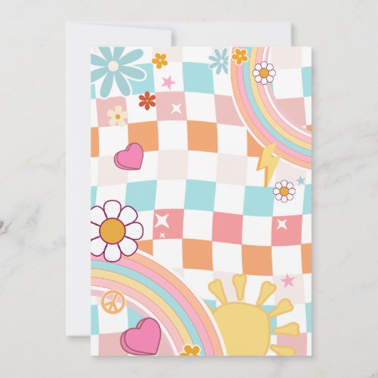 Retro Groovy Young Wild en drie verjaardagsfeestje Kaart (Achterkant)