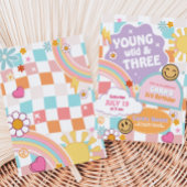 Retro Groovy Young Wild en drie verjaardagsfeestje Kaart