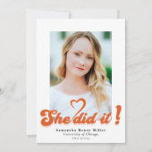 Retro Groovy Ze deed het Cute 2 Photo Afstuderen I Kaart (Voorkant)