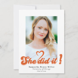 Retro Groovy Ze deed het Cute 2 Photo Afstuderen I Kaart