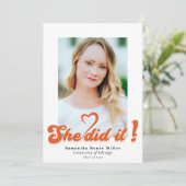 Retro Groovy Ze deed het Cute 2 Photo Afstuderen I Kaart (Staand voorkant)