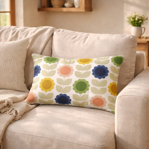 Retro Groovy Zomer Bloemen Stelen Accent Kussen