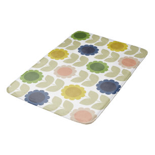 Retro Groovy Zomer Bloemen Stelen Badmat