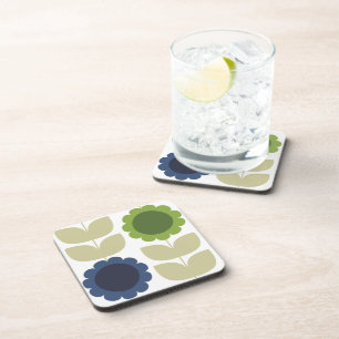 Retro Groovy Zomer Bloemen Stelen Bier Onderzetter