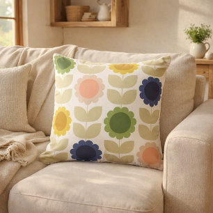 Retro Groovy Zomer Bloemen Stelen Kussen