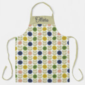 Retro Groovy Zomer Bloemen Stelen Schort (Voorkant)