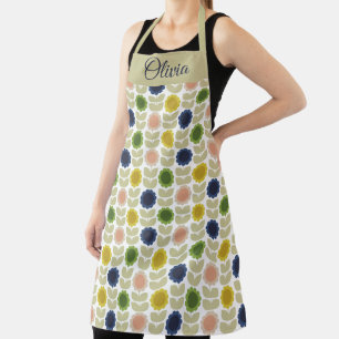 Retro Groovy Zomer Bloemen Stelen Schort