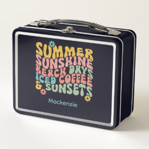 Retro Groovy Zomer Roze Monogram Naam