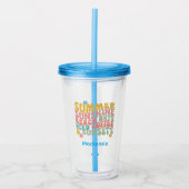 Retro Groovy Zomer Roze Monogram Naam Acryl Drinkbeker (Voorkant)