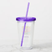 Retro Groovy Zomer Roze Monogram Naam Acryl Drinkbeker (Achterkant)