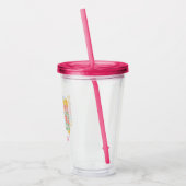 Retro Groovy Zomer Roze Monogram Naam Acryl Drinkbeker (Links)