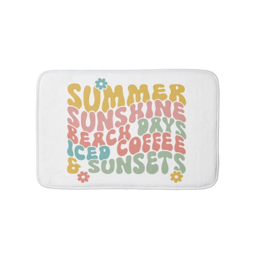 Retro Groovy Zomer Roze Monogram Naam Badmat (Voorkant)