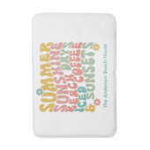 Retro Groovy Zomer Roze Monogram Naam Badmat (Voorkant Verticaal)